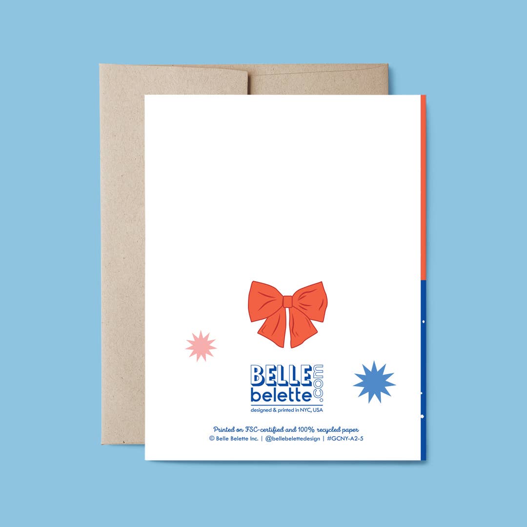 Belle Belette - Wholesale Season's Greetings Card - NYC Winter Magic - Rockefeller Tree Glitter Holiday Card1