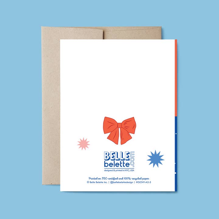 Belle Belette - Wholesale Season's Greetings Card - NYC Winter Magic - Rockefeller Tree Glitter Holiday Card1