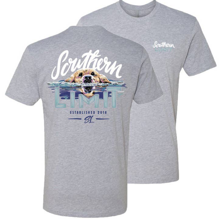 SL-114 Southern Limit Swimming Dog SS-Dark Heather Grey for wholesale by Girlie Girl Originals