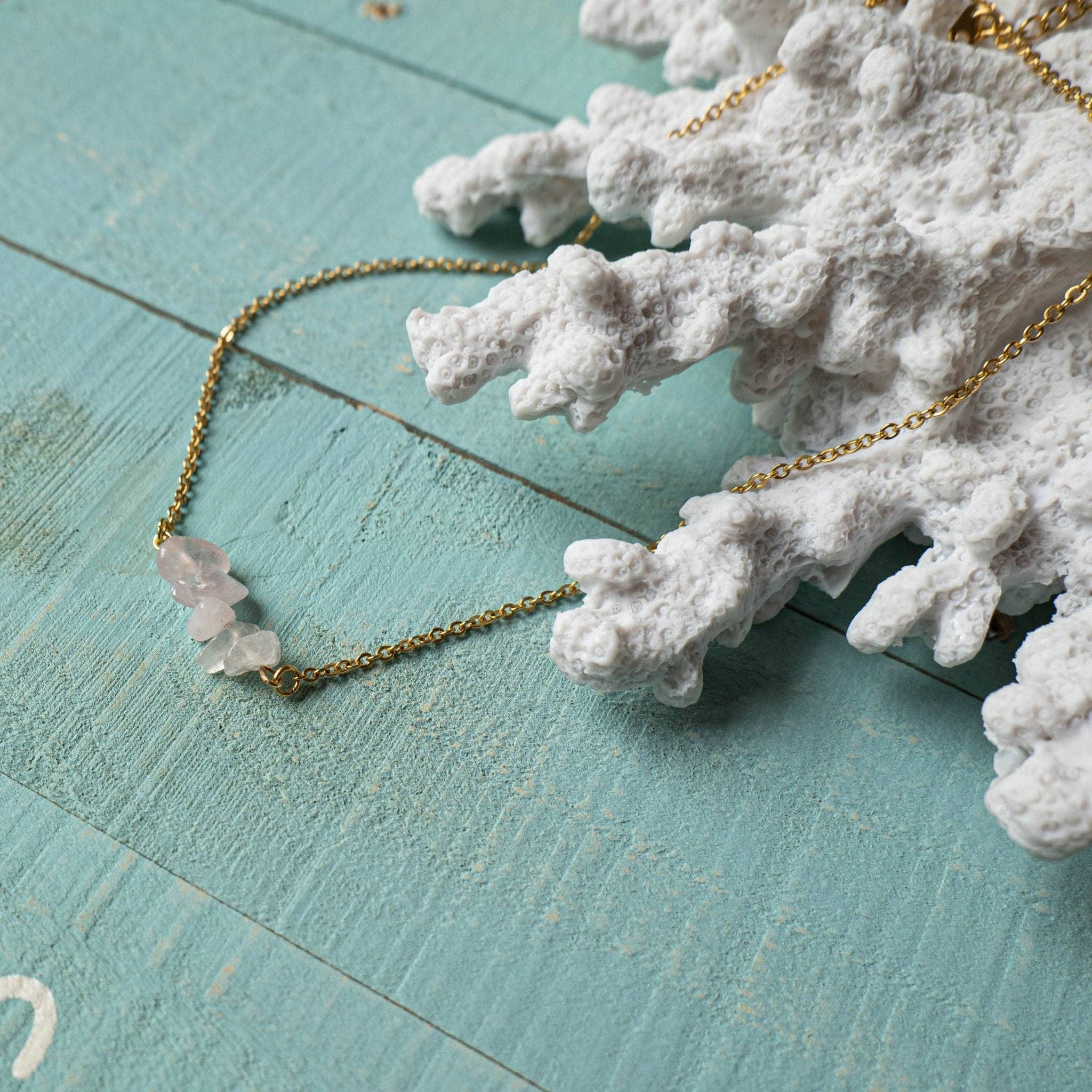 OE! - Wholesale Beaded/Pearl Necklace - FRAMMENTI MARINI ROSA - Collana con chips di Quarzo3