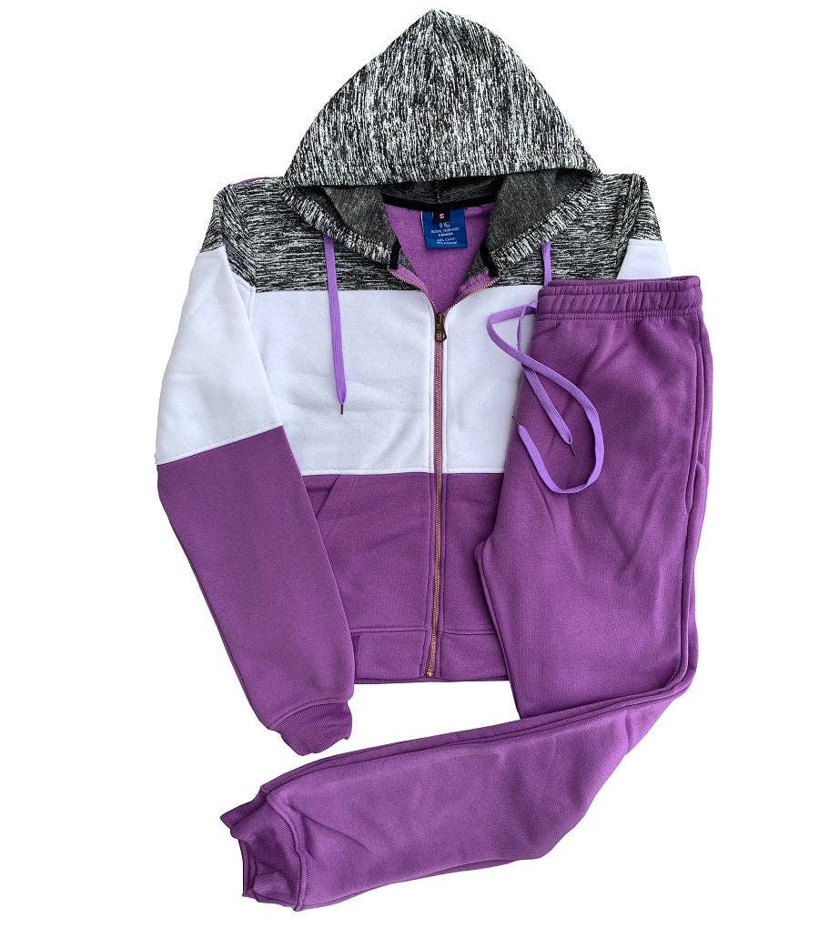 Royal Threads - Wholesale Activewear set – Women′s - Women’s Colorful Fleece Sweatsuit Sweat Jacket & Jogger Sweatpants Outfit7