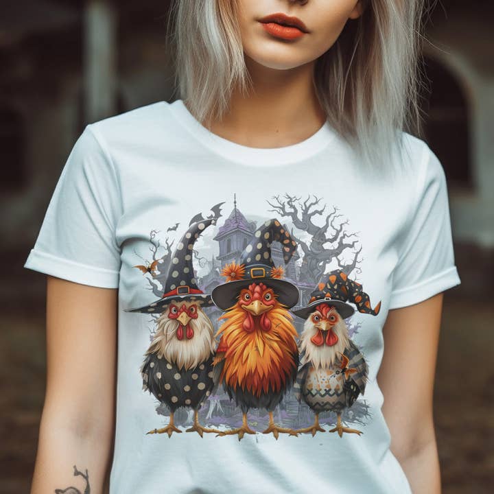 Halloween Kyckling Häxor Gård Halloween Grafisk T-shirt för wholesale av Par.tees by Party On!