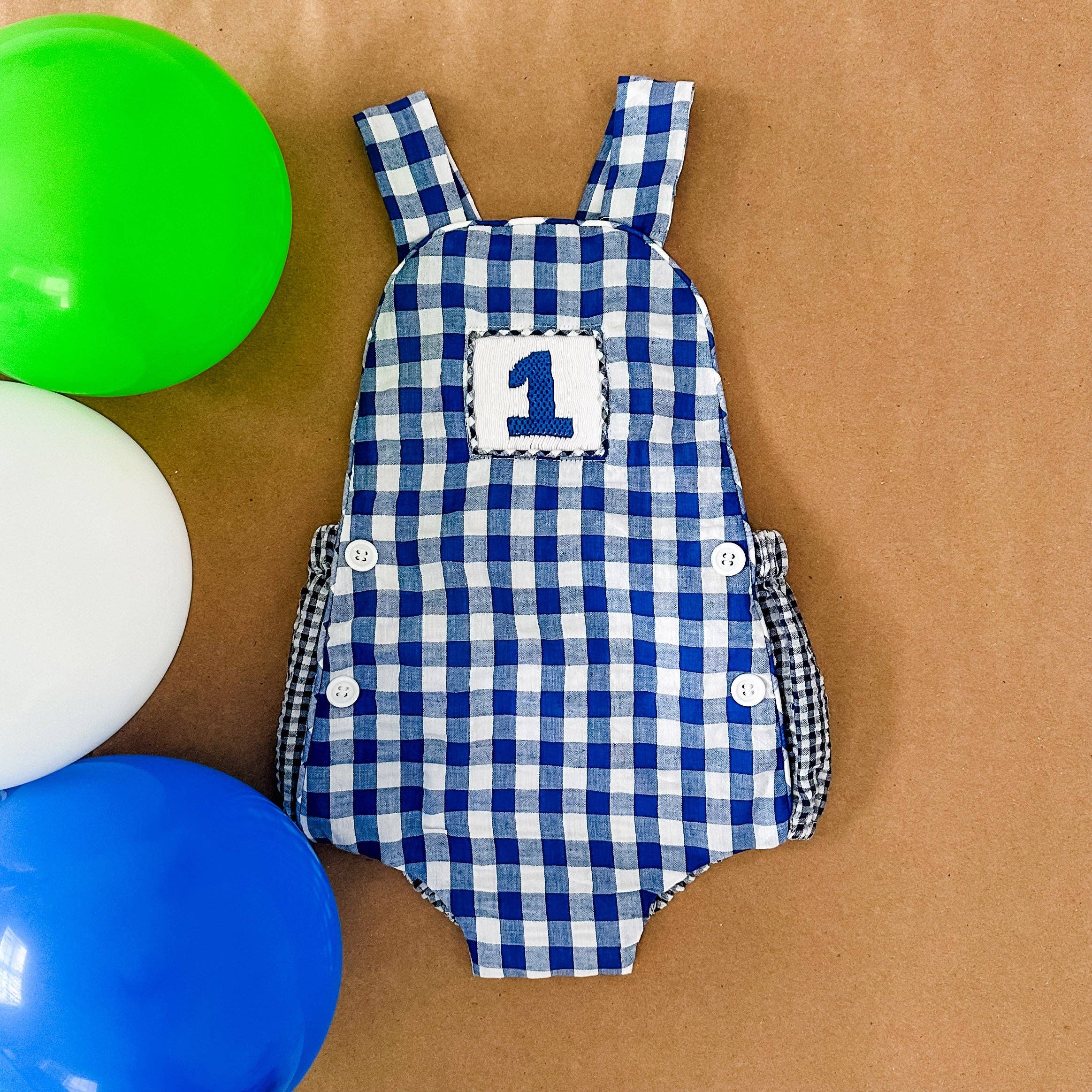 Seven Lantern Lane - Wholesale Bodysuit (Non-Footed) - Baby - Navy Blue Smocked First Birthday Sunsuit11