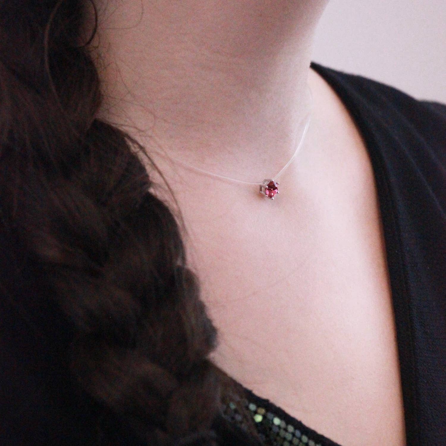 CARALI / MYC Paris - Wholesale Pendant/Charm Necklace - Invisible Pendants - Silver and Pink5