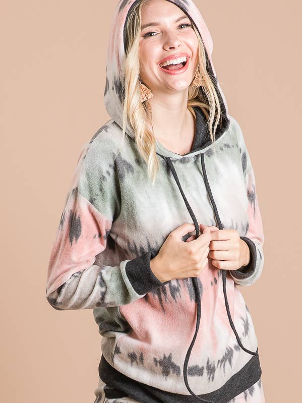 Casual Tie-Dye Women's Hoodie Sweatshirt T3589 for wholesale by 7th Ray