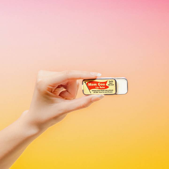Mom Goo Lip Balm | Funny Old School Tin for wholesale by Whiskey River Soap Co.