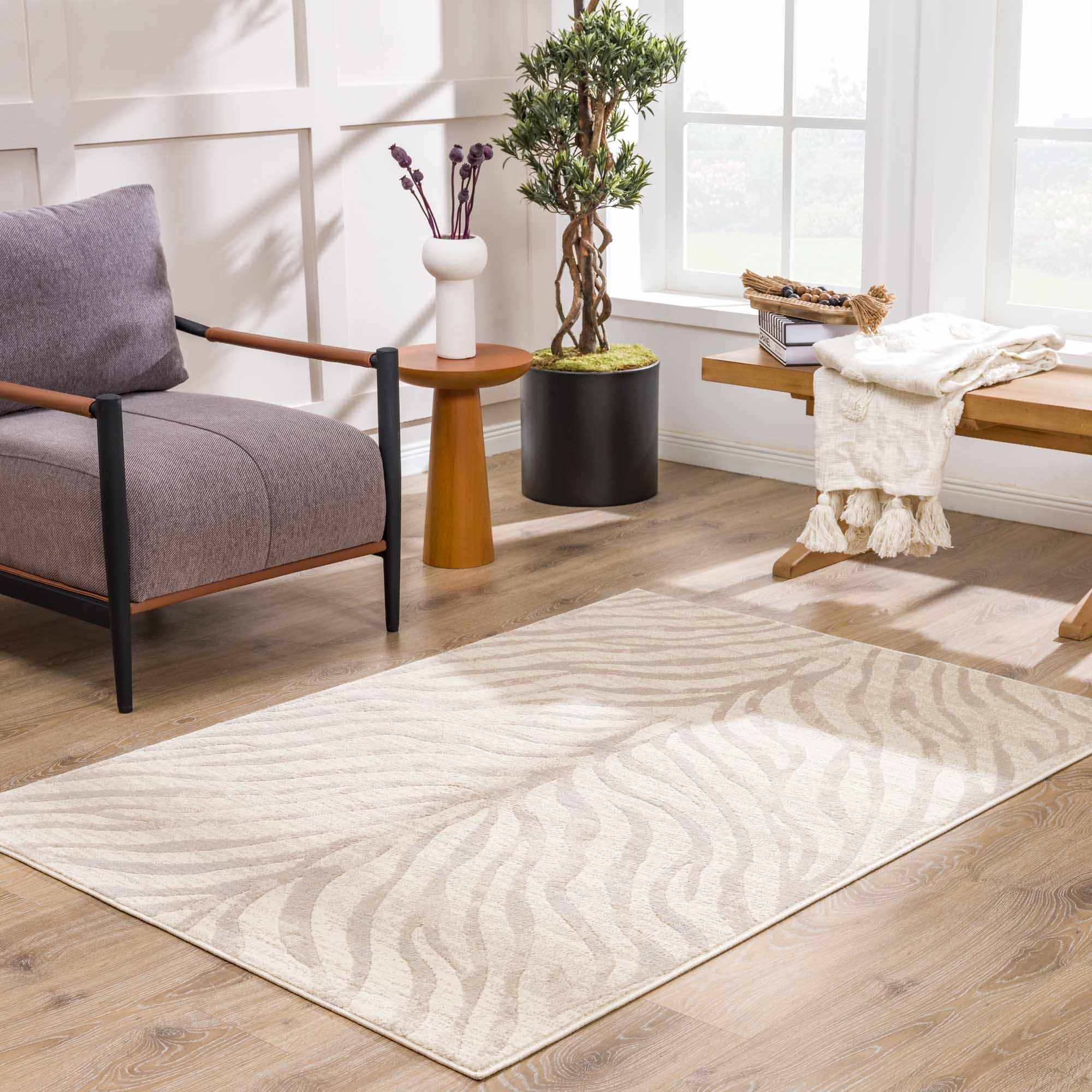 Hauteloom - Wholesale Area Rug - Beige Manteca Zebra Print Area Rug14