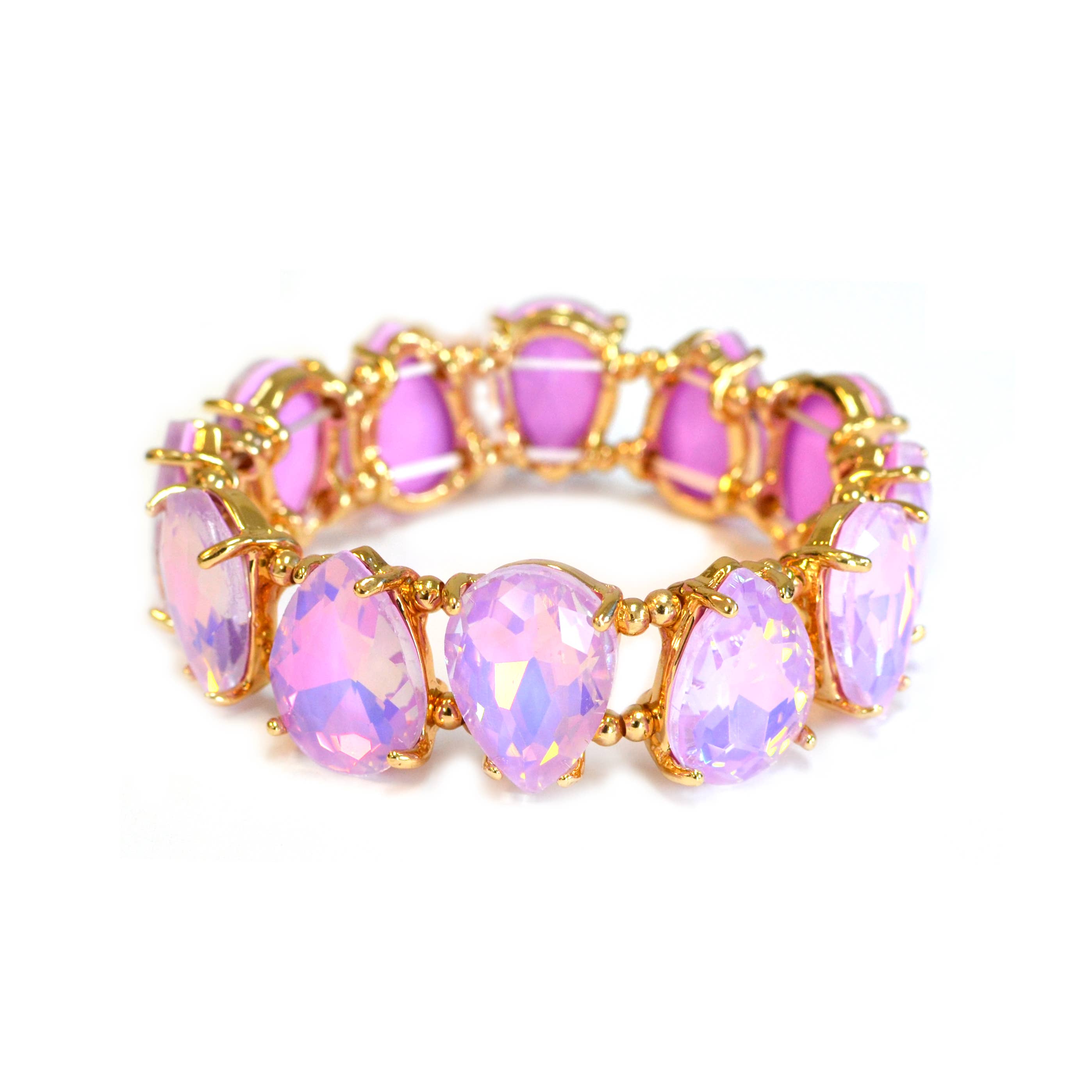 StarryNYC - Wholesale Beaded Bracelet - Neon & Pastel Teardrop Glass Crystal Bead Stretch Bracelet2