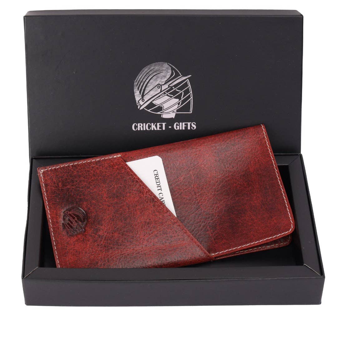 SPORTGIFTZ - Wholesale Sunglasses - Unisex - CRICKET-GIFTS - Buffalo Leather Glasses Case | Red Leather Exterior | Includes Card Holder4