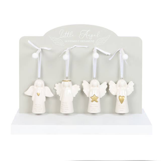 Something Different Wholesale – wholesale Ornament set – Set of 24 Guardian Angel Sentiment Ornaments on Display1