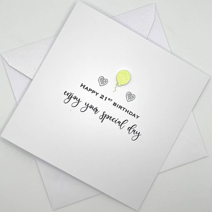 Handmade 21st Birthday Card with Balloon for wholesale by Looks Inviting