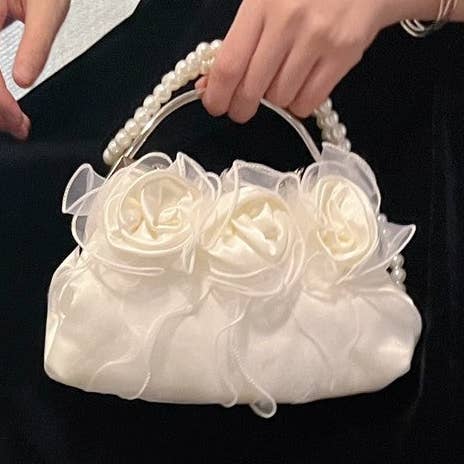 BLANC Sac de soirée en forme de fleur de rose solide en vente sur Faire0