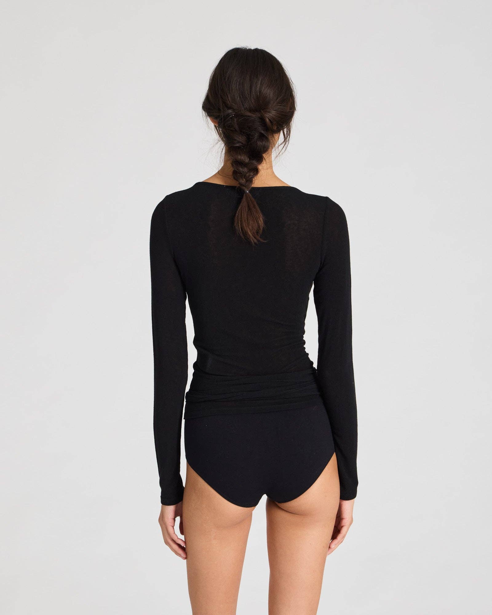 gai-lisva - Vente Haut en maille – femme - Haut cache-cœur en laine Anne - Noir1