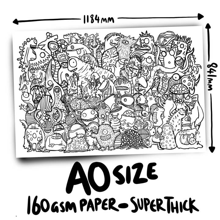 Dixon Does Doodles – wholesale Colouring and activity book – kids and baby – Monsters! Giant Colouring Poster2