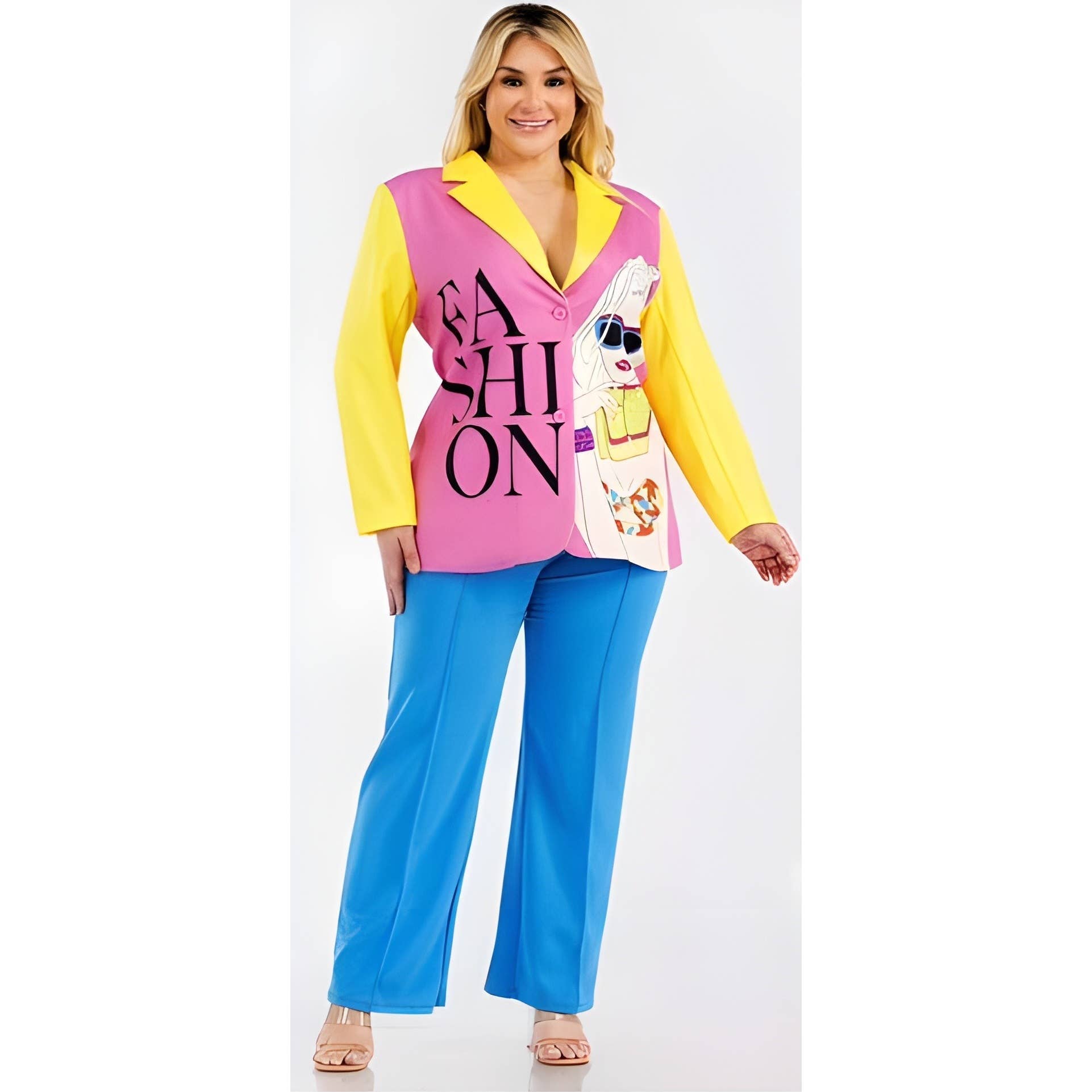 YELLOW PINK PLUS FASHION ICON BLAZER
 for wholesale on Faire3