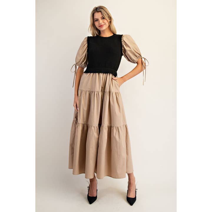 Layered Two Tone Maxi Dress for wholesale by STYLE USA