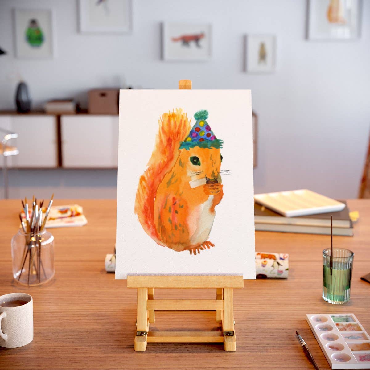 Rosie Webb illustrations - Wholesale Art Print - Party Squirrel Giclée Print2