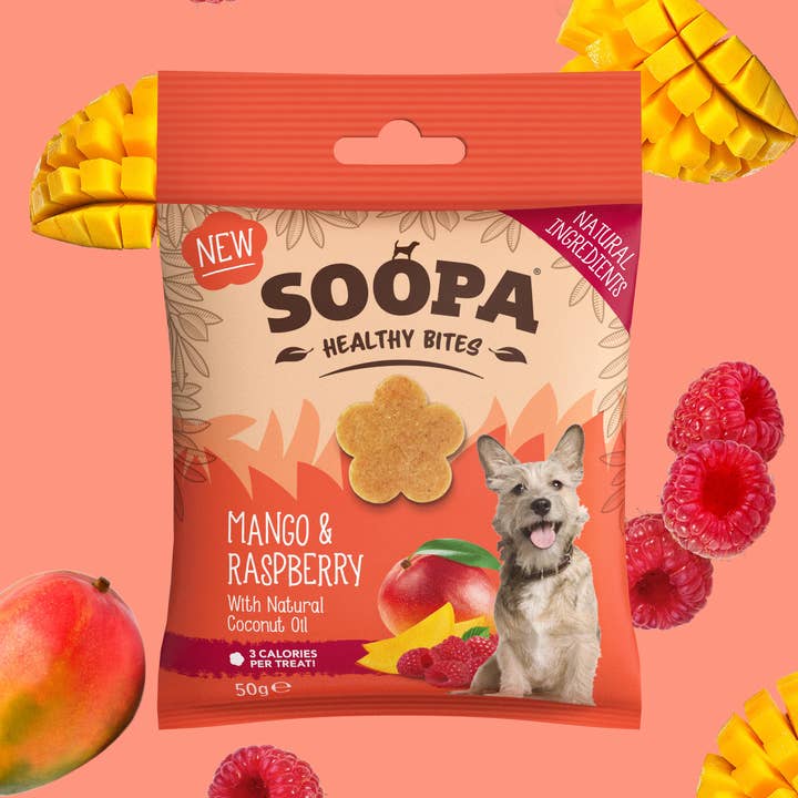 Mango- und Himbeer-Hundesnacks für den Großhandel von Soopa Europe