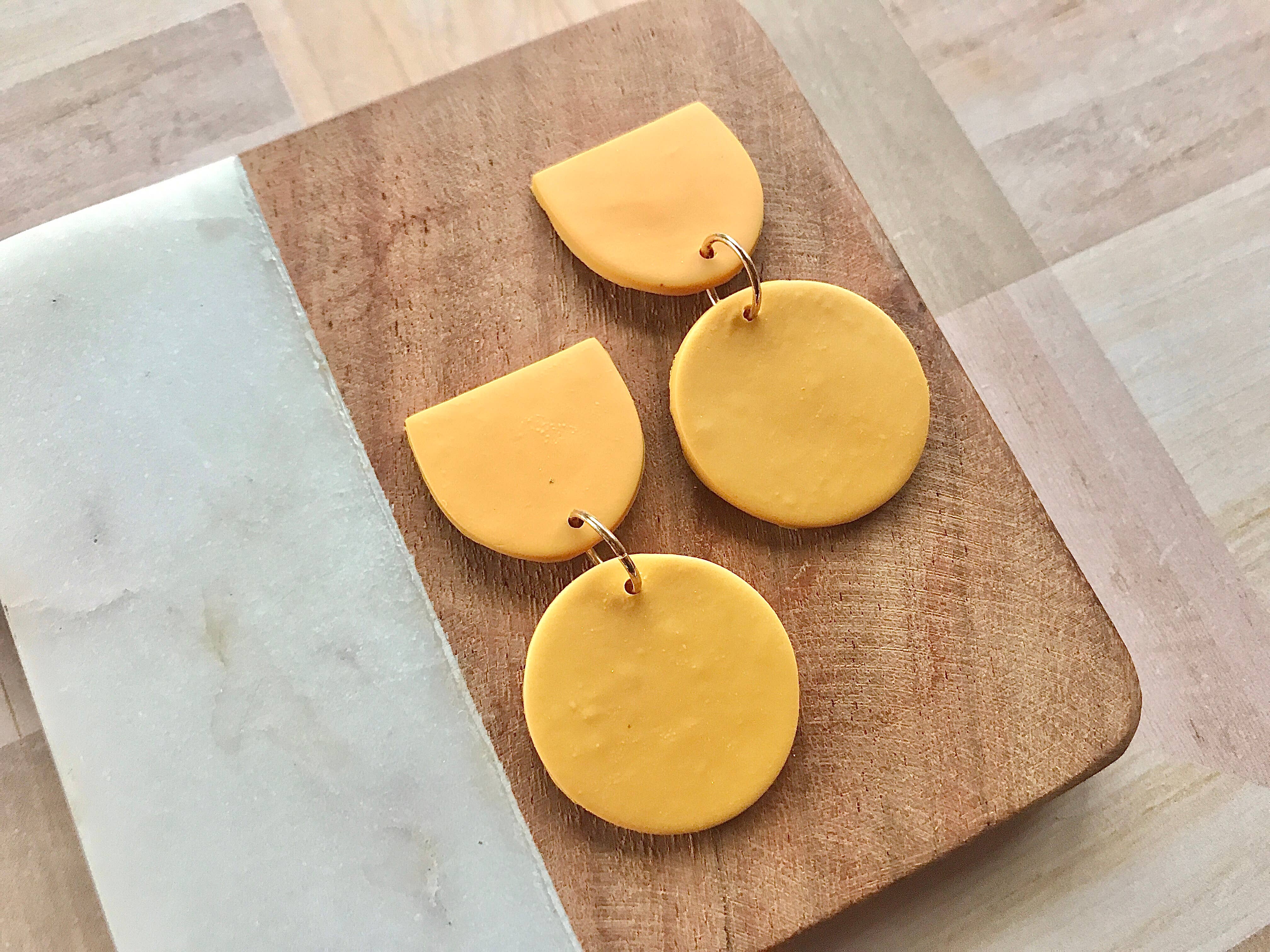 Sun Sprinkles – wholesale Dangle earrings – Mustard Yellow Modern Statement Clay Everyday Earring