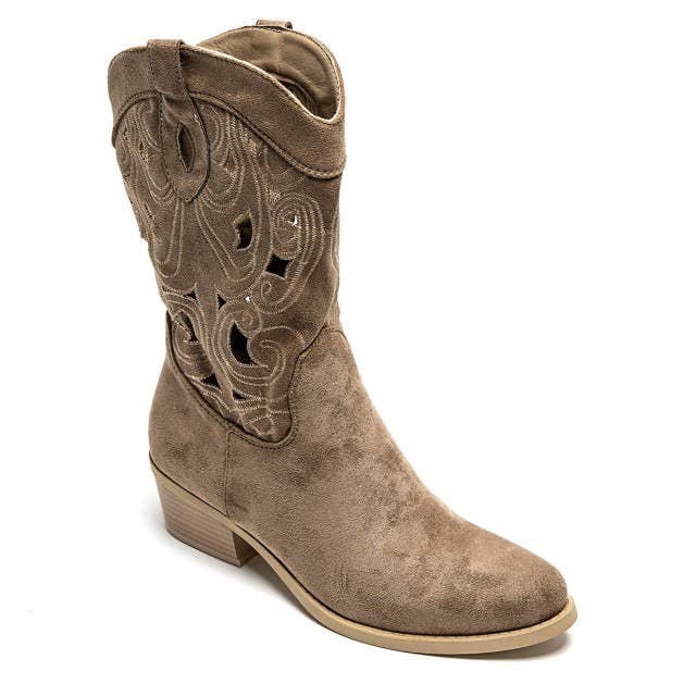 No Doubt Shoes - Wholesale Cowboy Boots - Women's - WOMENS CUT OUT DETAIL EMBROIDERED BLOCK HEEL COWBOY BOOTS14