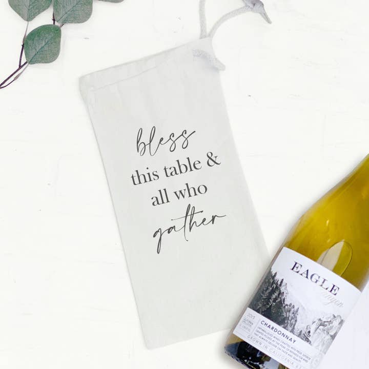 Bless this Table - Canvas Wine Bag for wholesale by Indigo Tangerine