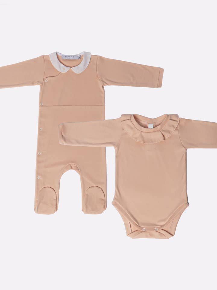 Mono y Body bebe algodón pima color natural para venta al por mayor de Hivras Paris