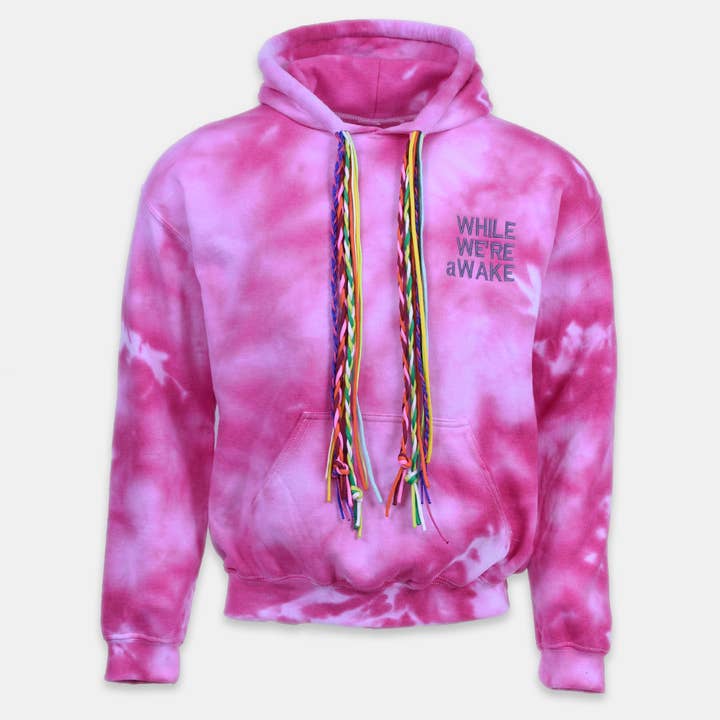 Multi String Hoodie -Pink Tiedye for wholesale by WHILE WE'RE aWAKE