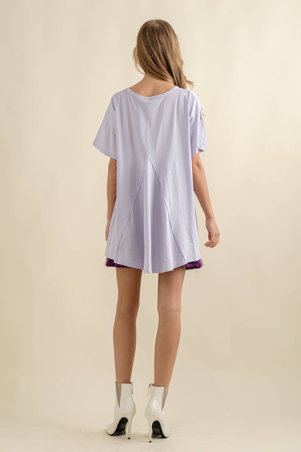 Blue B - Wholesale T-Shirt - Women's - 32487T - Cotton Sequin Western Boot Fringe Loose Side Tee8