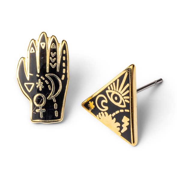 Mystic Powers Ohrstecker, Statement Witchy Goth, goldfarben für den Großhandel von Yellow Owl Workshop