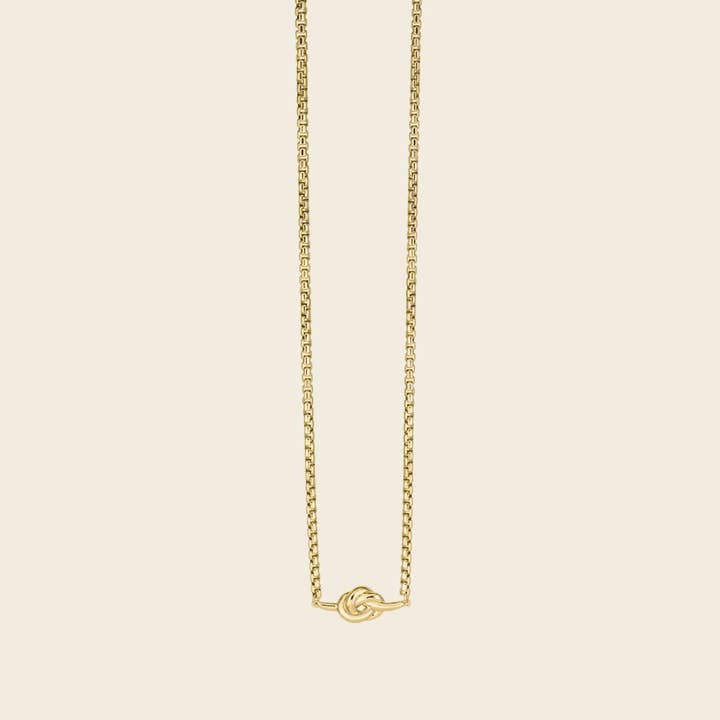 Knot Bold Necklace Gold (Half Round Box Chain) for wholesale by Pourquoi
