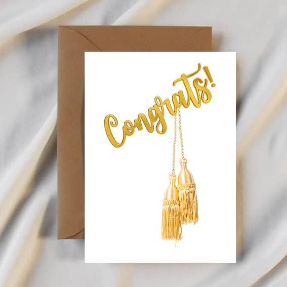 Golden Tassel Graduation Card for wholesale by Party Collective