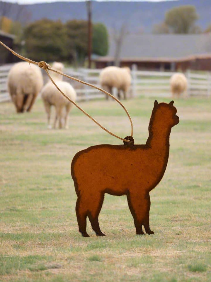 Alpaca Ornament rusty metal for wholesale by Universal Ironworks USA