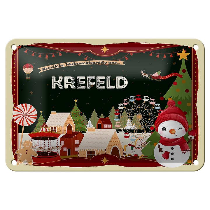 Sinal de lata cumprimentos de Natal da KREFELD prenda sinal decorativo 18x12 cm por atacado de Femer
