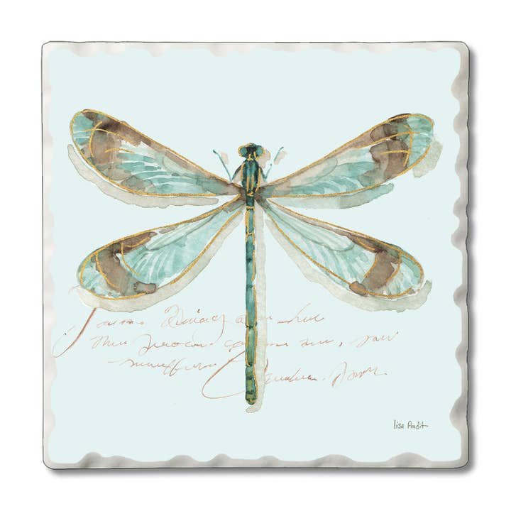 "Dragonfly" 4 Pack Tumbled Tile Coaster Set for wholesale by Conimar Promotions