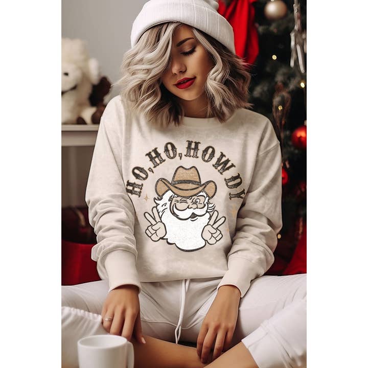HO HO HOWDY MINERAL GRAPHIC SWEATWHIRTS for wholesale by HRTandLUV