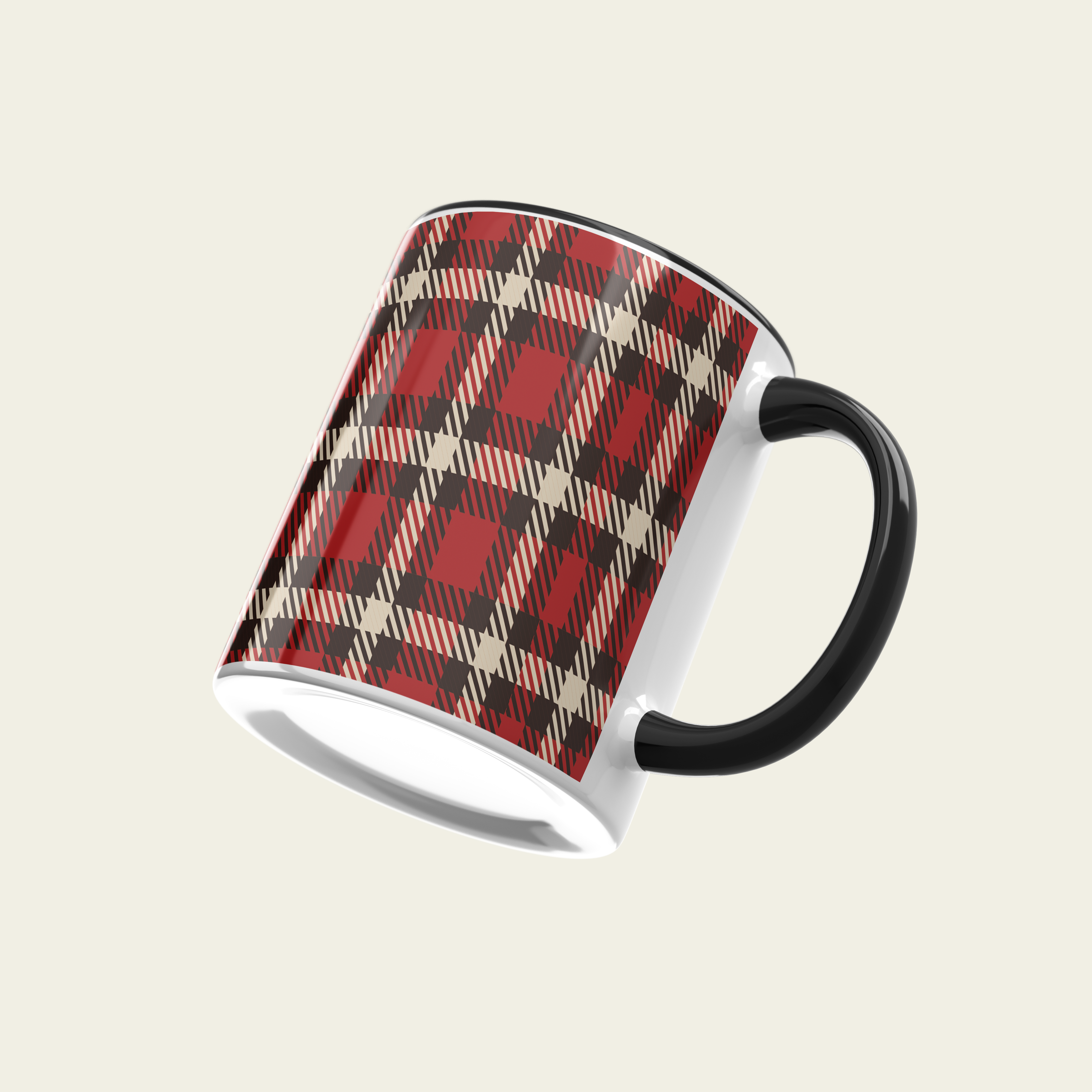 URBAN.ITY SRL - Wholesale Coffee Mug - Tartan Ceramic Mug 325ml - YELLOW/RED SQUARES3