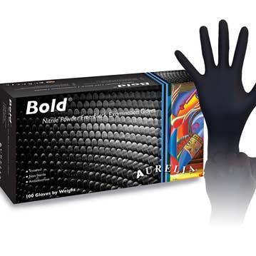 THE LASH BOX - Venta al por mayor Guantes - Unisex - Guantes desechables de nitrilo negro - Sin polvo - Aurelia Bold