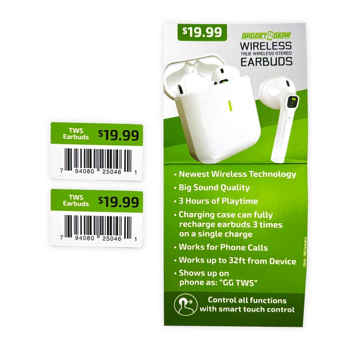 Novelty Brands - Wholesale Retailer Display - Accessories - Gadget Gear Bluetooth Earbuds w/ Case Assortment - 6/Display3