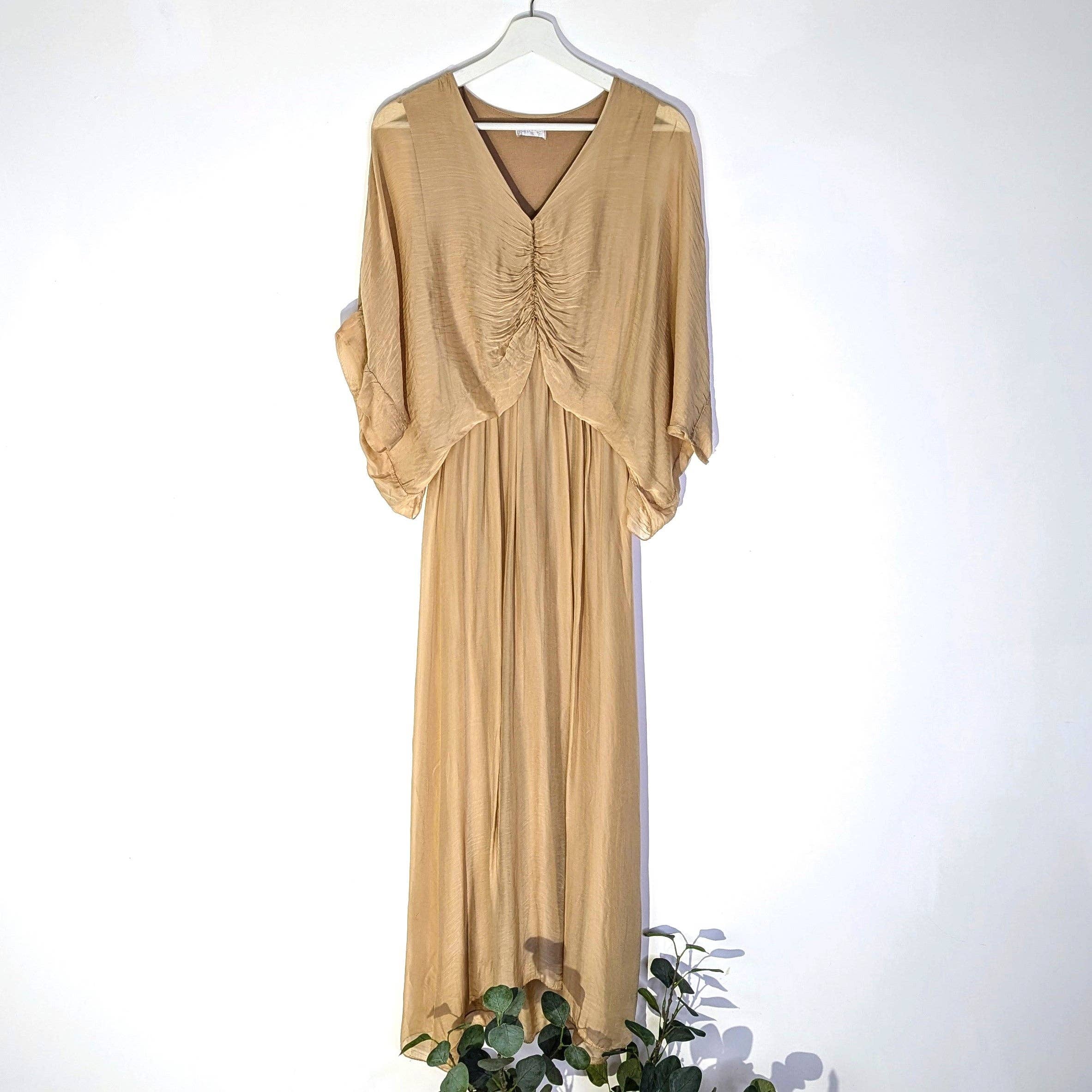 Tempest Designs – wholesale Dress – Women's – Plain silk blend dress with ruched detail on upper body2