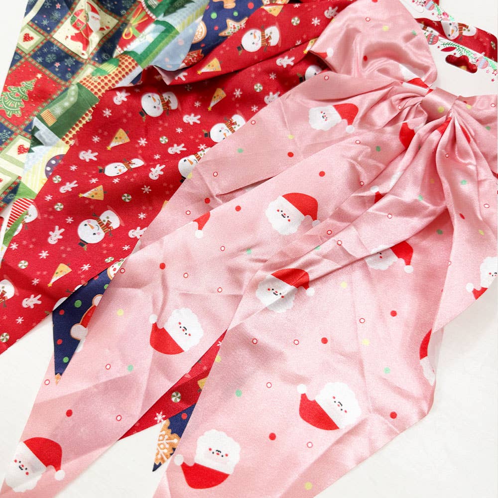 MIX COLOR Christmas Printe Satin Hair Bow Clip for wholesale on Faire4