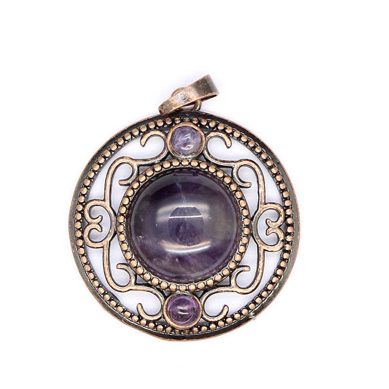 Mio Queena - Wholesale Individual Charm/Pendant - Vintage Natural Stone Hollow Circular Charm  Pendant - CS16