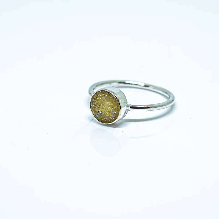 Quasar Gems USA - Venta al por mayor Anillos solitarios - Anillo de Drusa Plata de Ley 925 Blanco