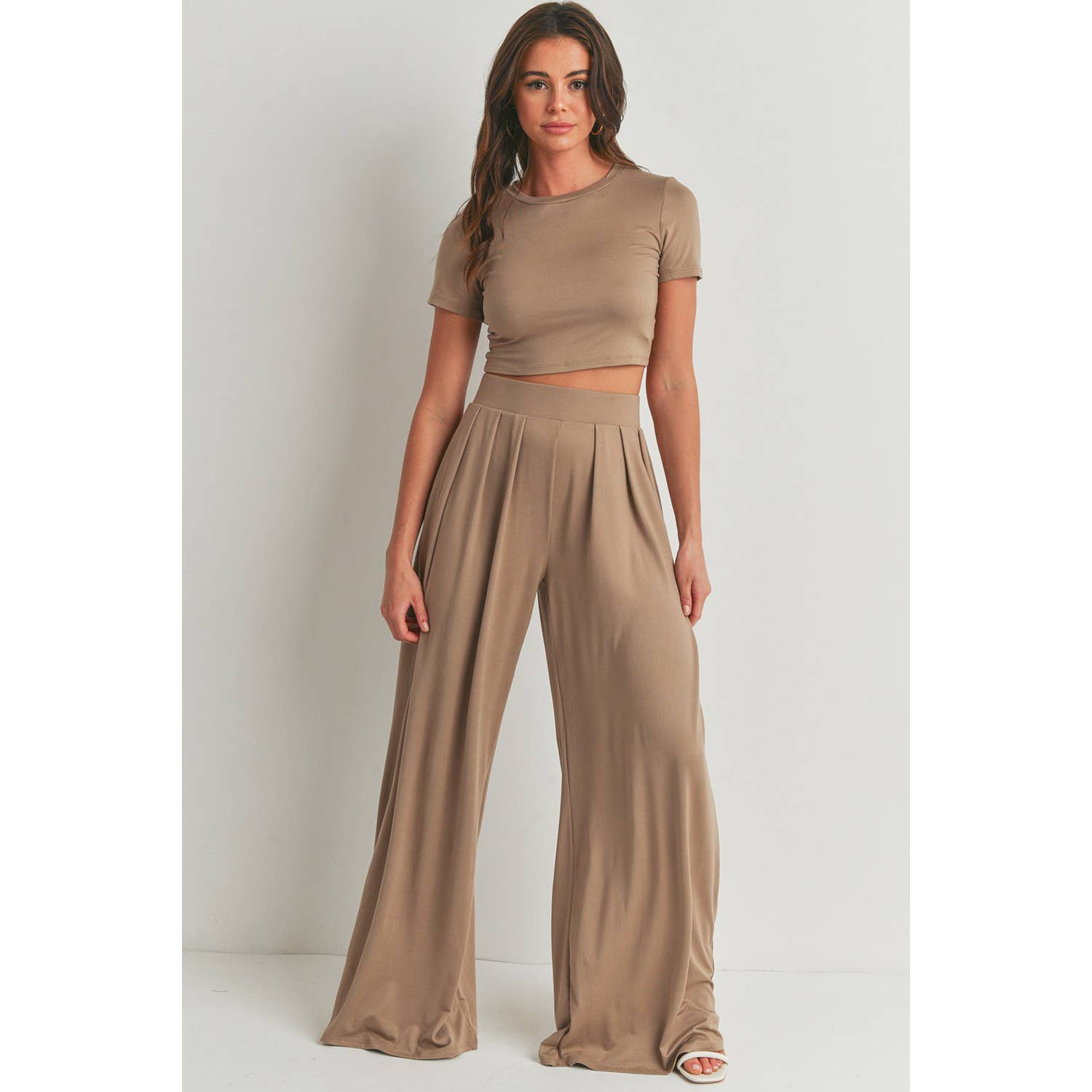 Peace Love Line - Vente Ensemble haut et pantalon (PAS d'intérieur) - Femme - Ensemble haut court et pantalon palazzo à jambes larges14