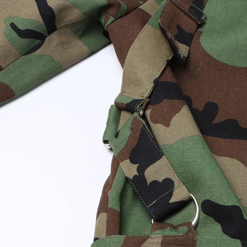 Color as pictures BL24Y Camouflage Belted Blazer with Military Accents for wholesale on Faire9