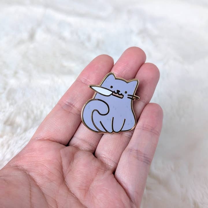 Arcasian - Wholesale Lapel Pin/Button - Nini the Knife Cat Enamel Pin3