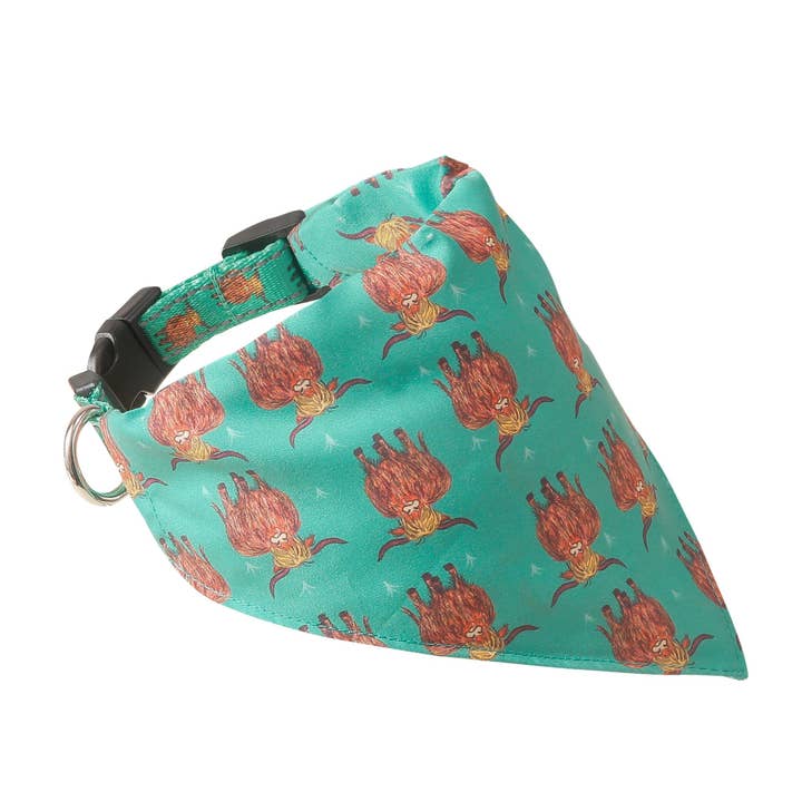 Faye UK Ltd - Wholesale Pet Bandana - Dog - Eco Chic Recycled Dog Bandana - Highland Cow Teal