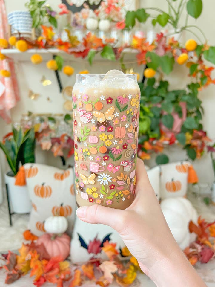 20oz Fall Garden Glass for wholesale by Hart and Flora Shop