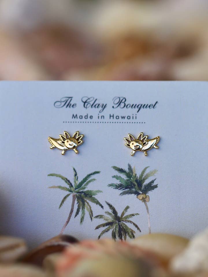 Axolotl studs for wholesale by The Clay Bouquet