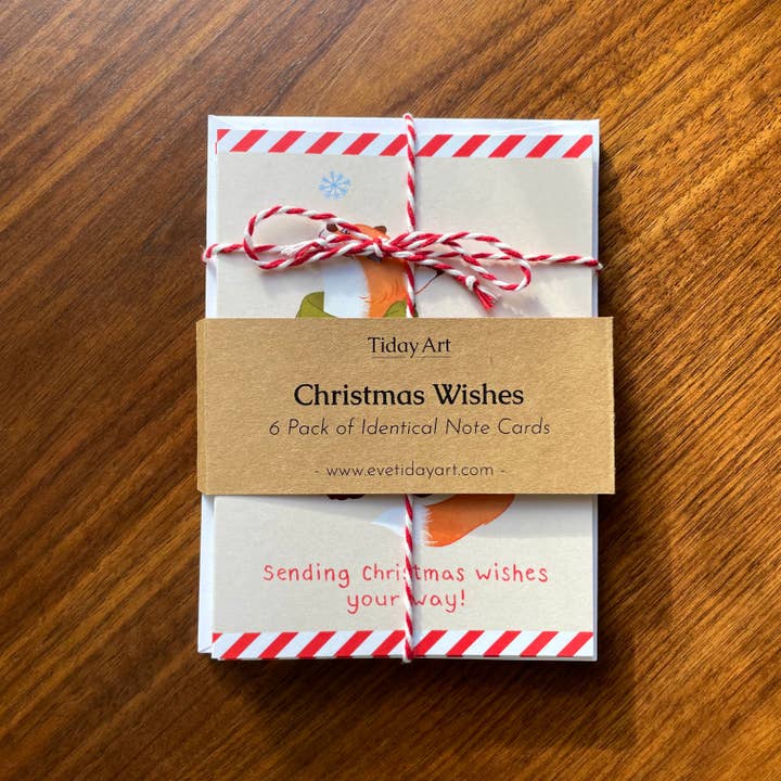 Christmas Wishes - A6 Greeting Card Pack with Cozy Fox for wholesale by Tiday Art