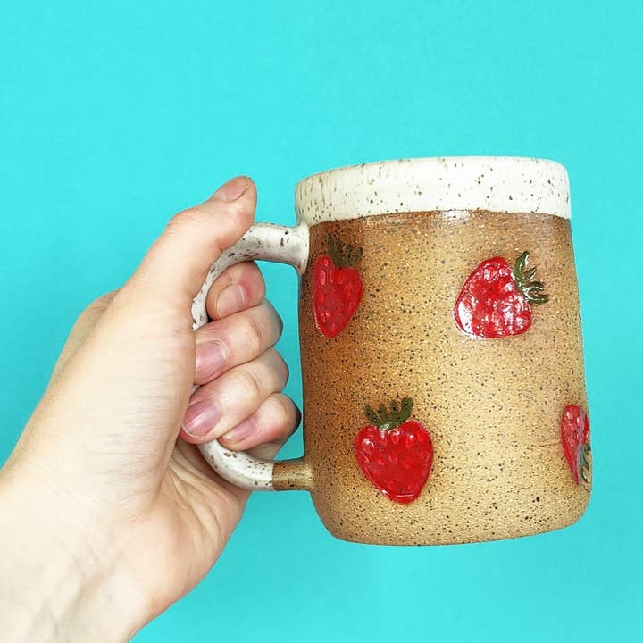 Osso Ceramics - Wholesale Coffee Mug - Strawberry Stamped Mug